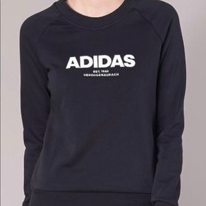 ADIDAS-womans all caps crew neck black sweatshirt